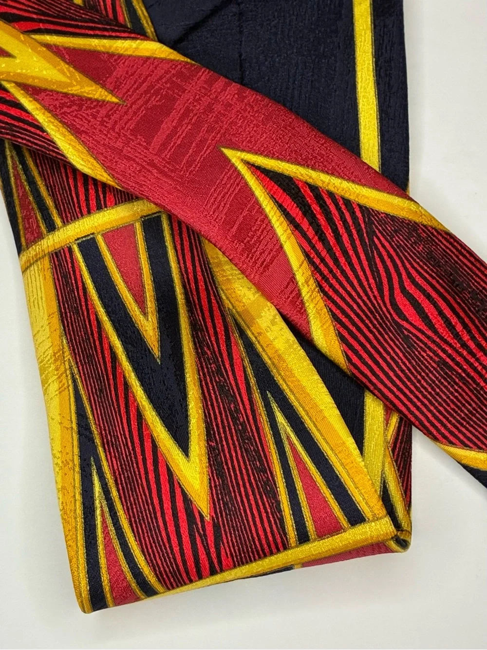 VTG Vitaliano Pancaldi Men Silk Necktie Geometric Stripe Blue Red Gold Italy 60”